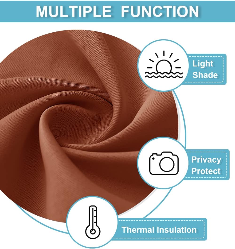 RYB HOME Bathroom Window Curtains - Super Soft Blackout Privacy Curtains for Baby Nursery Bedroom Basement Garege Workshop Kitchen Dining Living Room, W 29 x L 30, Burnt Orange, 2 Pcs