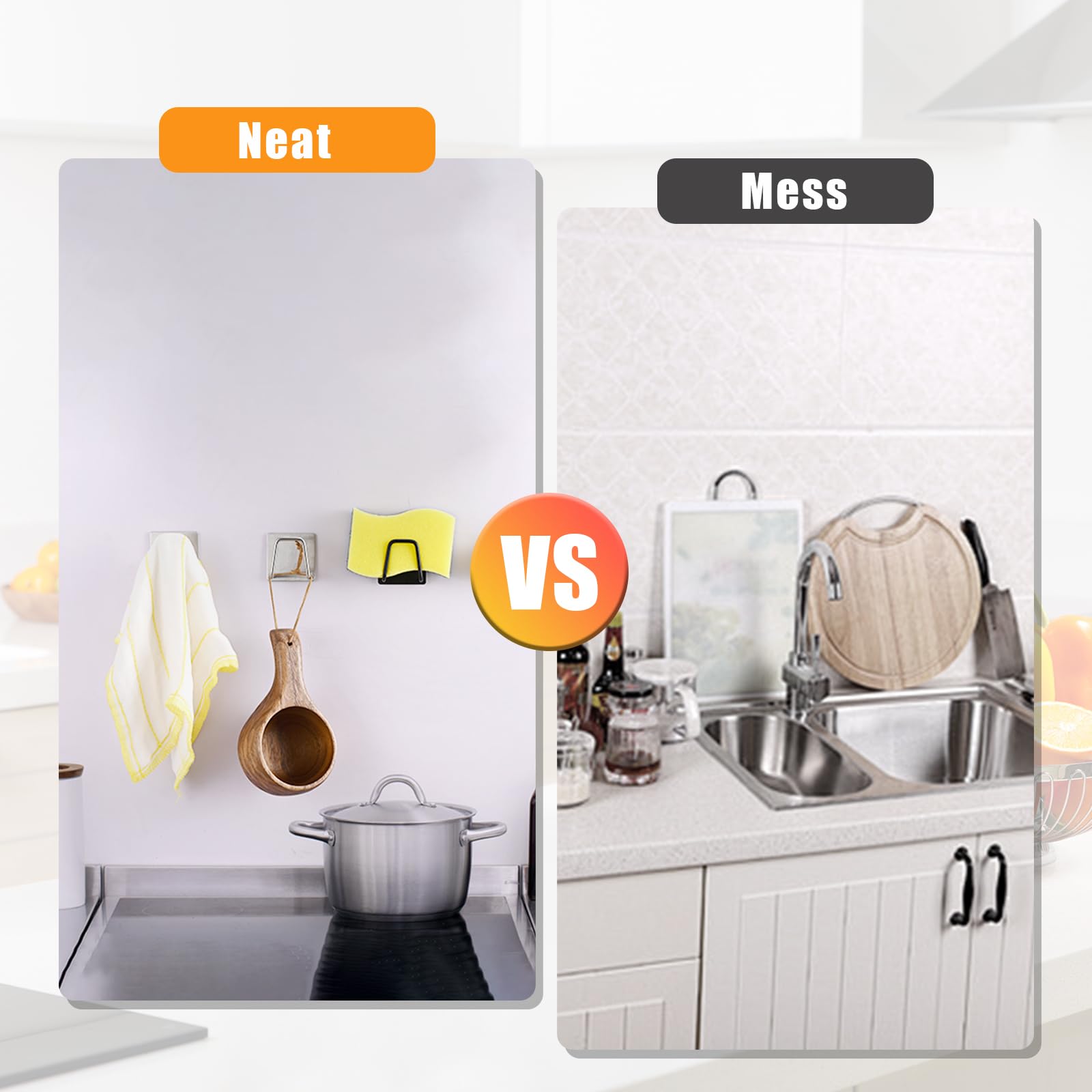 Luckyiren 2-Pack Stainless Steel Sponge Holder for Kitchen Sink - Rustproof Brushed SUS304 Sponge