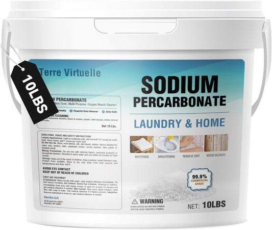 Sodium Percarbonate 10 lbs – Oxygen Bleach Powder & Laundry Booster – Multi-Purpose Cleaner for Stain Removal, Whitening, Deodorizing – Chlorine-Free