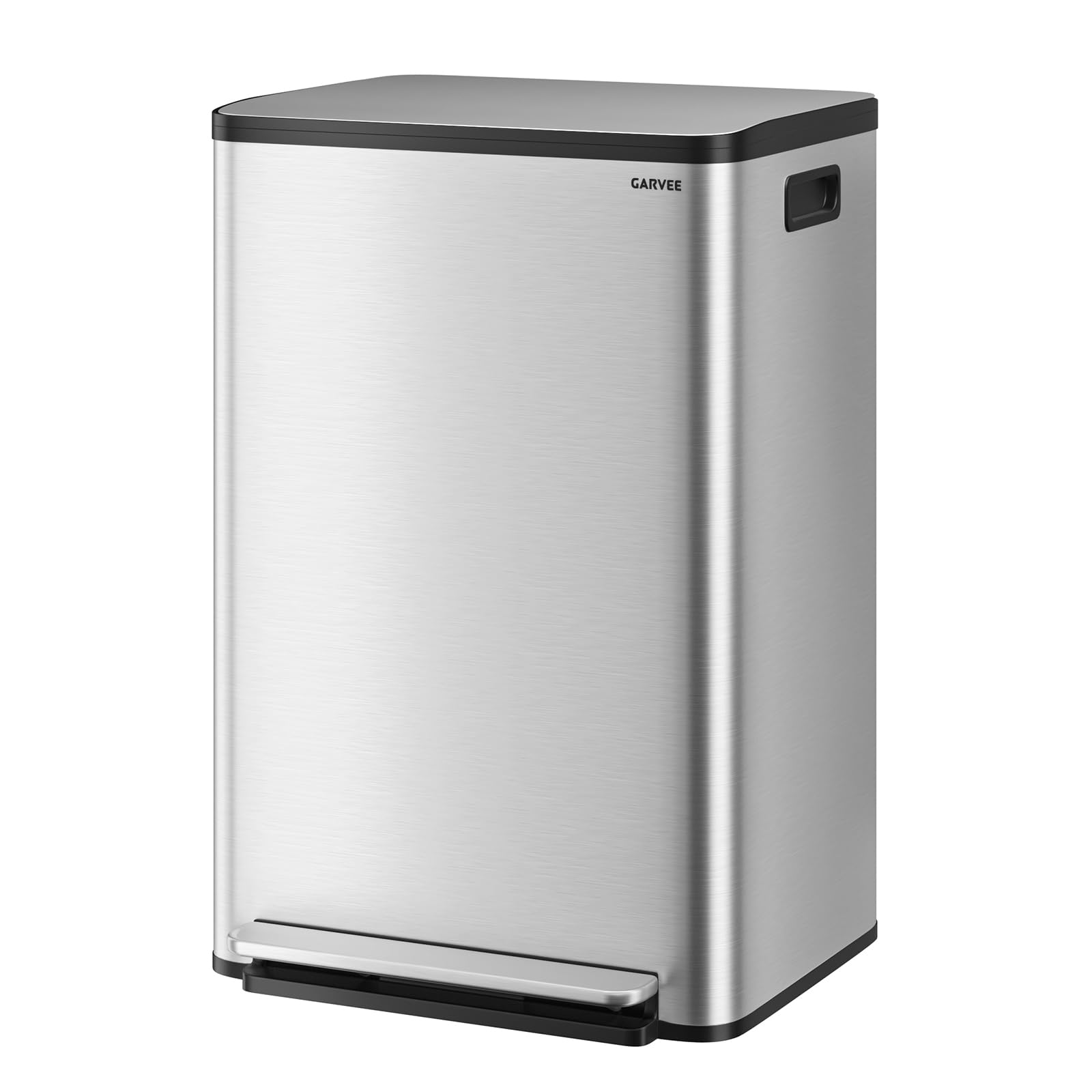 13 Gallon Trash Can Kitchen Garbage Bin with Removable Inner Buckets 50L Stainless Steel Step-on