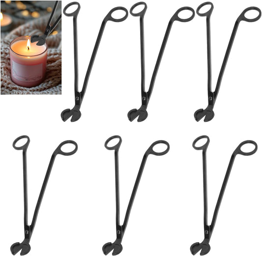 6-Piece Black Candle Wick Trimmer, Polished Wick Cutter Scissor, Premium 430 Stainless Steel Candle