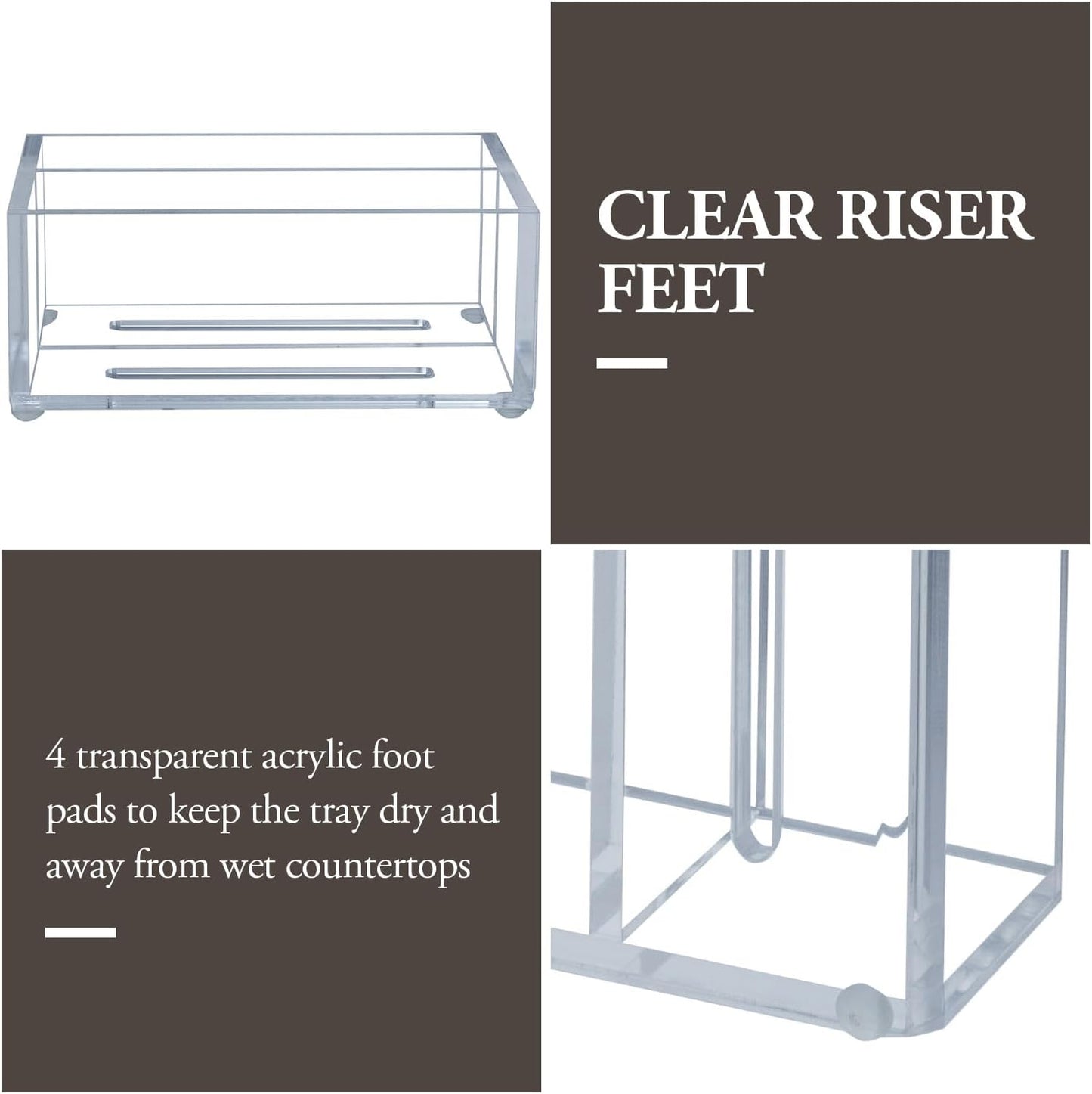 MyGift Modern Premium Clear Acrylic Sponge Holder for Kitchen Sink, Counter Dual Sponge Storage Rack, Countertop Caddy with 2 Compartments for Dish Cleaning Sponges or Scrubbing Pads