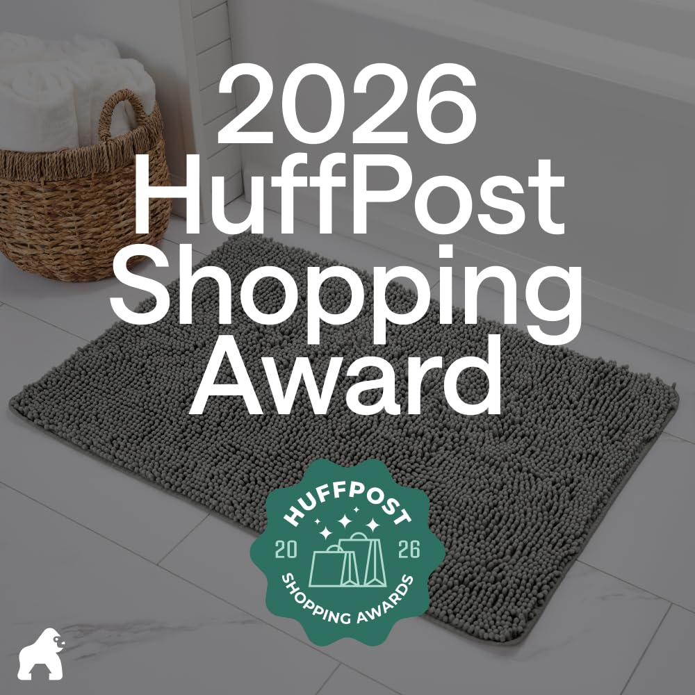 GORILLA GRIP Bath Rug Mat, Thick Soft Absorbent Chenille, Quick Dry Microfiber Mats, Rubber