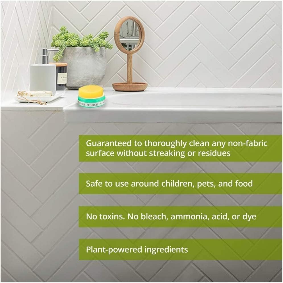 All Natural Multipurpose Cleaner for Bathroom, Floor, Kitchen and More | 300g Citrus Natural Clay Tub + Sponge (2-Pack) Includes Bonus Diamond Towel Cleaning Supplies Kit