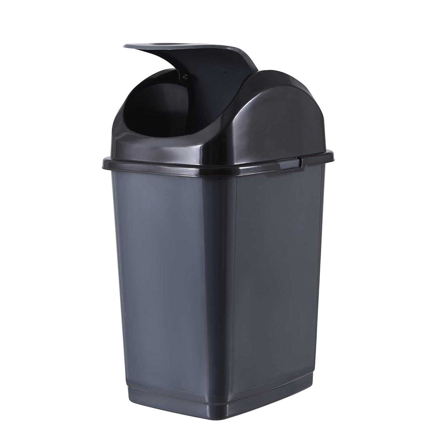 Superio Kitchen Trash Can with Swing Top Lid 9 Gallon Slim Waste Bin 37 Qt Sturdy Plastic Garbage Can Medium Recycling Bin for Office, Bathroom, Under Counter, Dorm, Bedroom (Dark Grey-2 Pack)