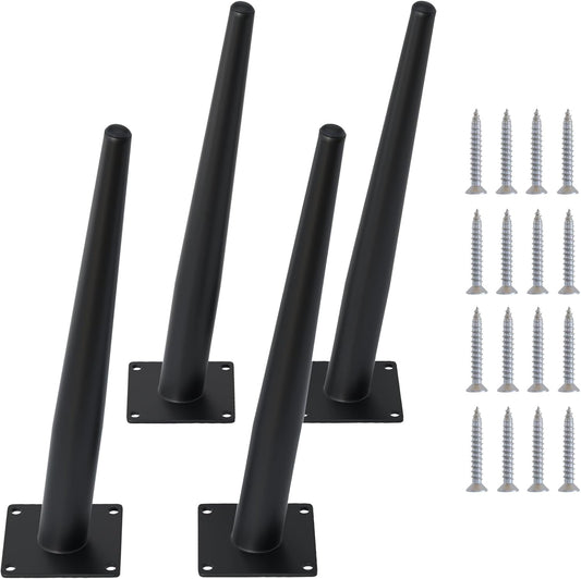 4PCS 12 Inch Matte Black Tapered Angled Legs for Furniture, Metal Mid Century Mordern Feet, Heavy