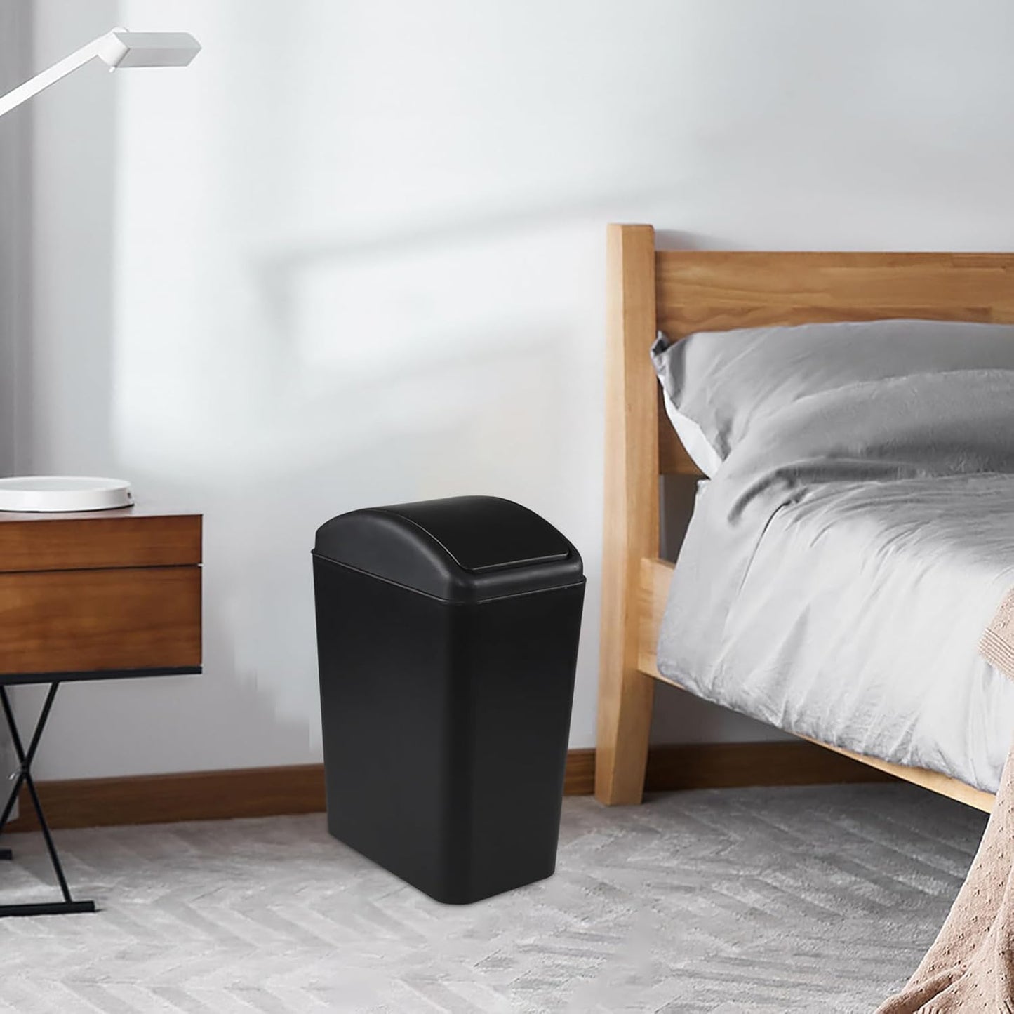 3-Pack 4.5 Gallon Plastic Trash Can with Swing Lid, Swing-Top Waste Can, Black