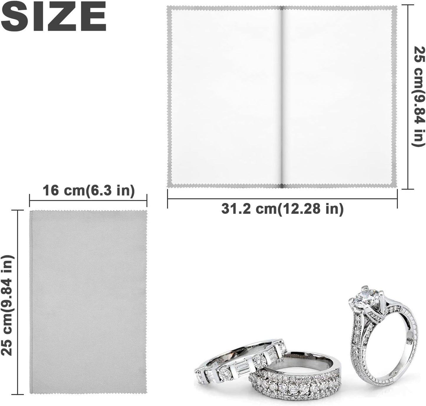 SEVENWELL Silver Polishing Cloth, Jewelry Cleaner Cloth for Sterling Silver Jewelry, Gold, Platinum, Silverware, Diamonds, Gemstones, Coins (4pcs Light Gray)