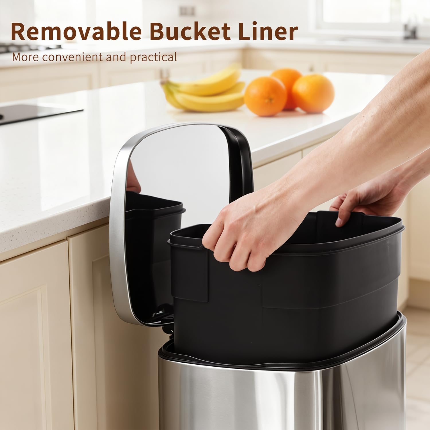 PayLessHere | 13G Trash Can with Lid | Steel | Removable Inner Bucket