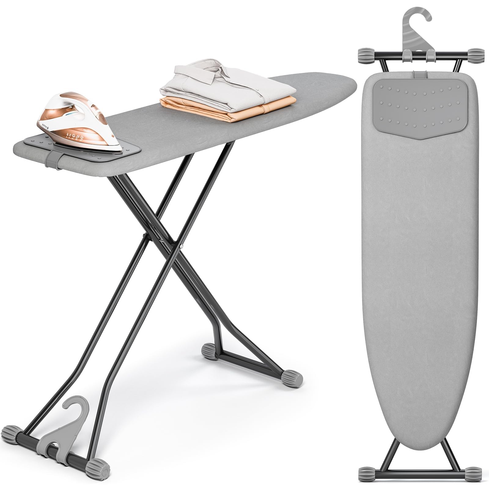 APEXCHASER Foldable Compact Heigh Adjustable Ironing Board with Silicone