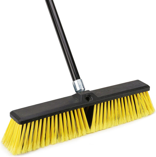 KeFanta 18 Inches Push Broom Outdoor- Heavy Duty Broom with 63" Long Handle for Deck Driveway