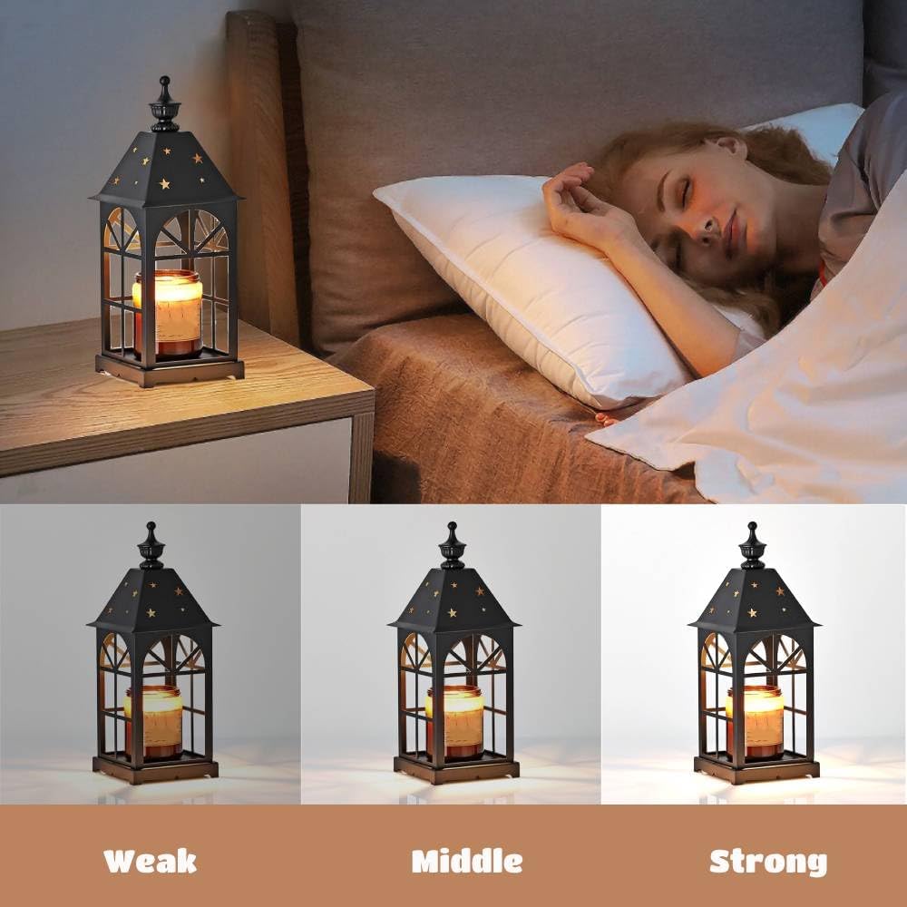 VINGVO Candle Warmer Lamp with Timer, Electric Candle Warmer, Wax Warmer with 2 Bulbs, Adjustable Farmhouse Heat Lamp, Vintage Iron Craftwork for Scented Wax,Romantic Home Decor, Yoga Studio