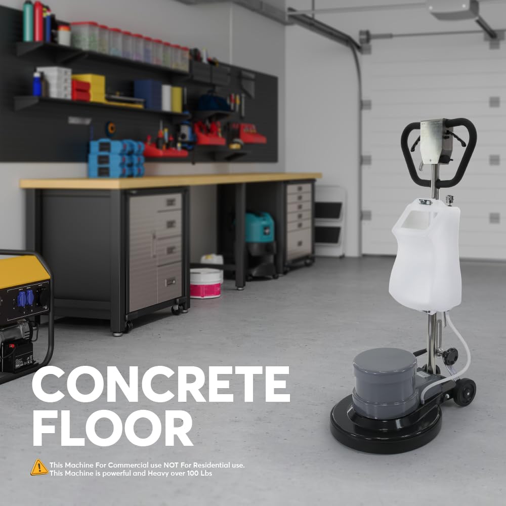 Industrial Floor Polisher Machine with (1 Tank + 2 Brushes + 1 Pad Holder) ,1.5 HP