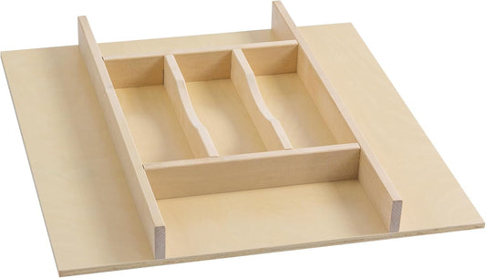 WelFurGeer Premium Wooden Silverware Organizer for Kitchen Drawers, Utensil Tray for Kitchen Drawer, Cutlery Drawer Organizer for Forks, Spoons, Knives - Sturdy Birchwood, Natural Finish