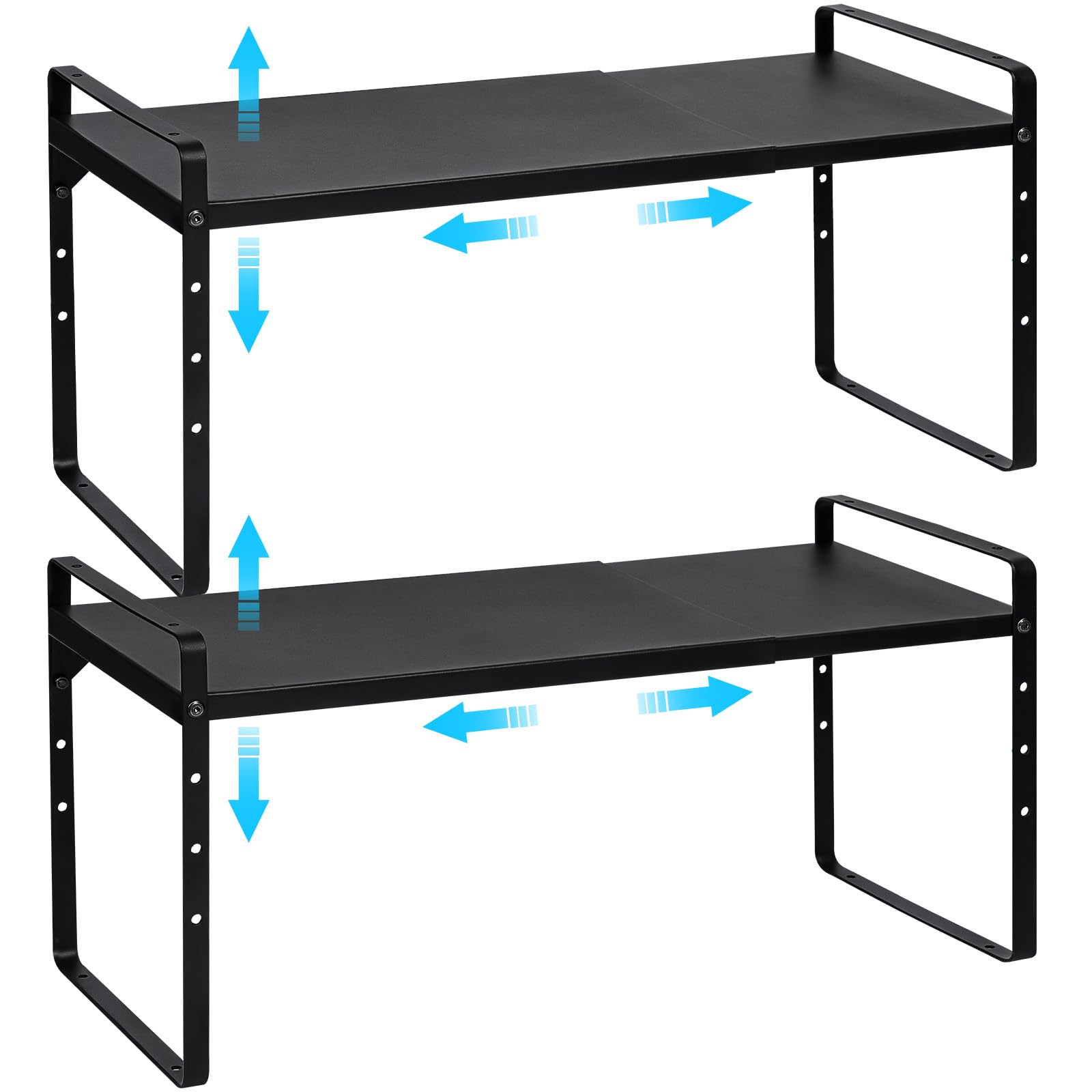 15.5 to 25.5 Inch Expandable Kitchen Cabinet Organizer Shelf, 2 Pack 30 LBS Heavy Duty Adjustable