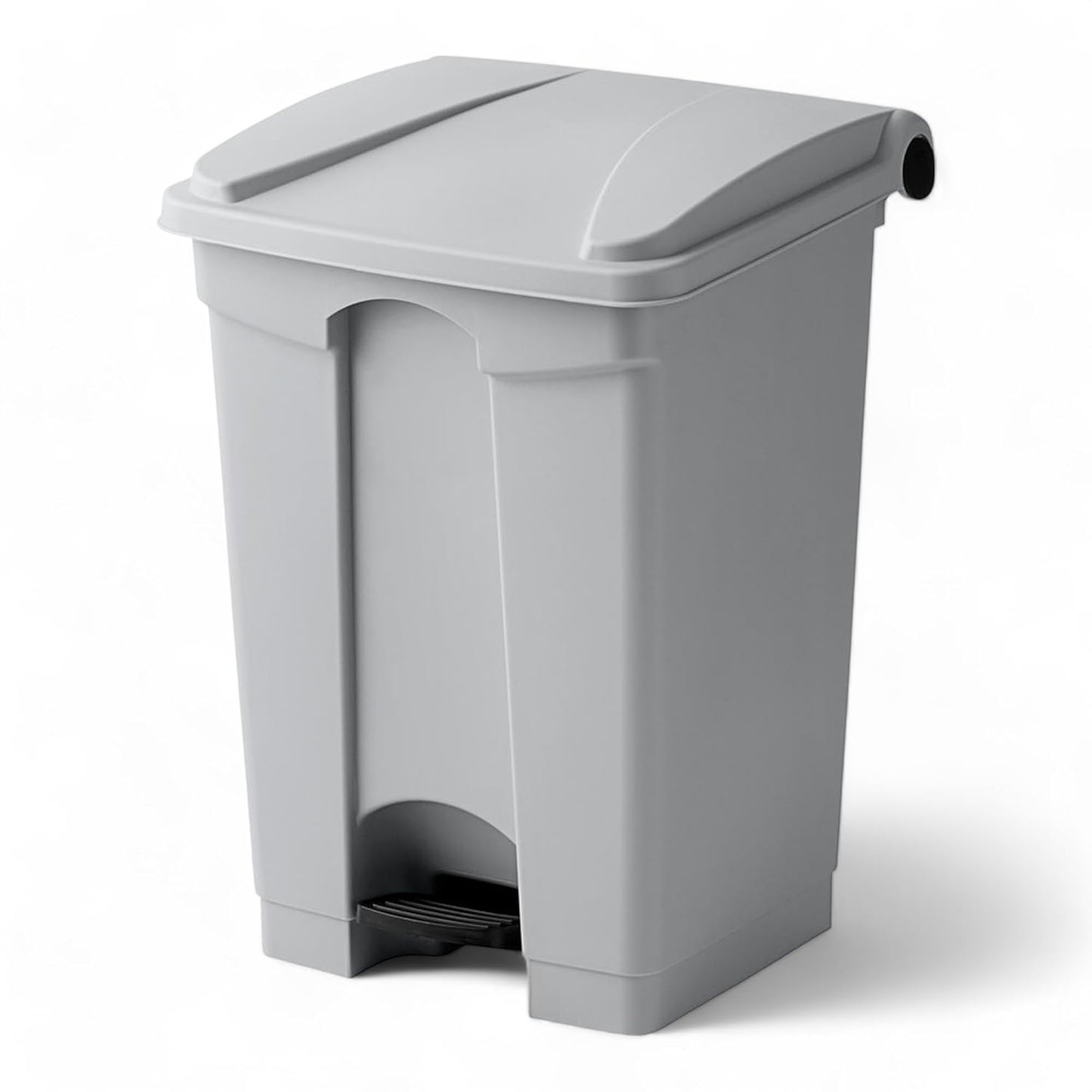 PRO&Family Step-On Trash Can with Lid, Plastic Waste Bin, Foot Pedal Operation (Gray, 12 Gallon)