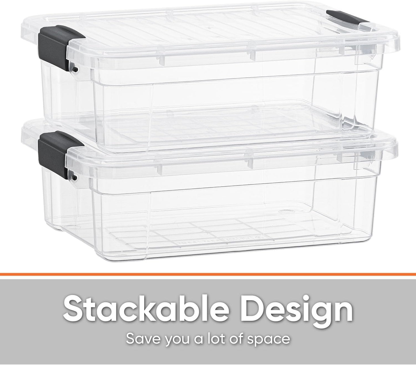 Superio Storage Bins with Lids- 4 Pack, 7.4 Qt Clear Boxes for Organizing, Stackable Plastic Containers- BPA Free, Non-Toxic, Odor Free, Organizer for Home, Office, Dorm