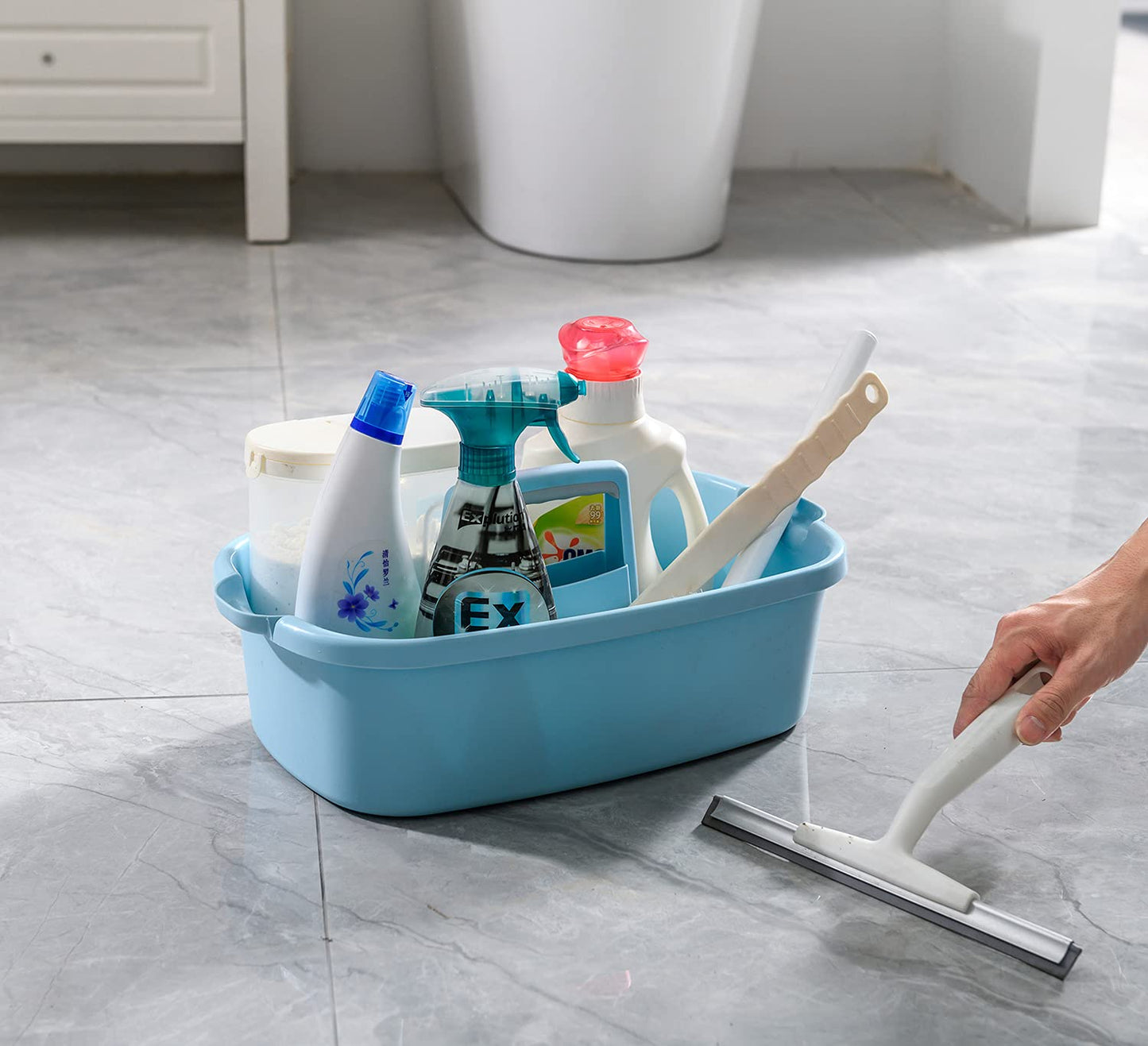 ALINK Large Plastic Shower Caddy Tote, Portable Storage Caddy Basket Organizer with Handle for