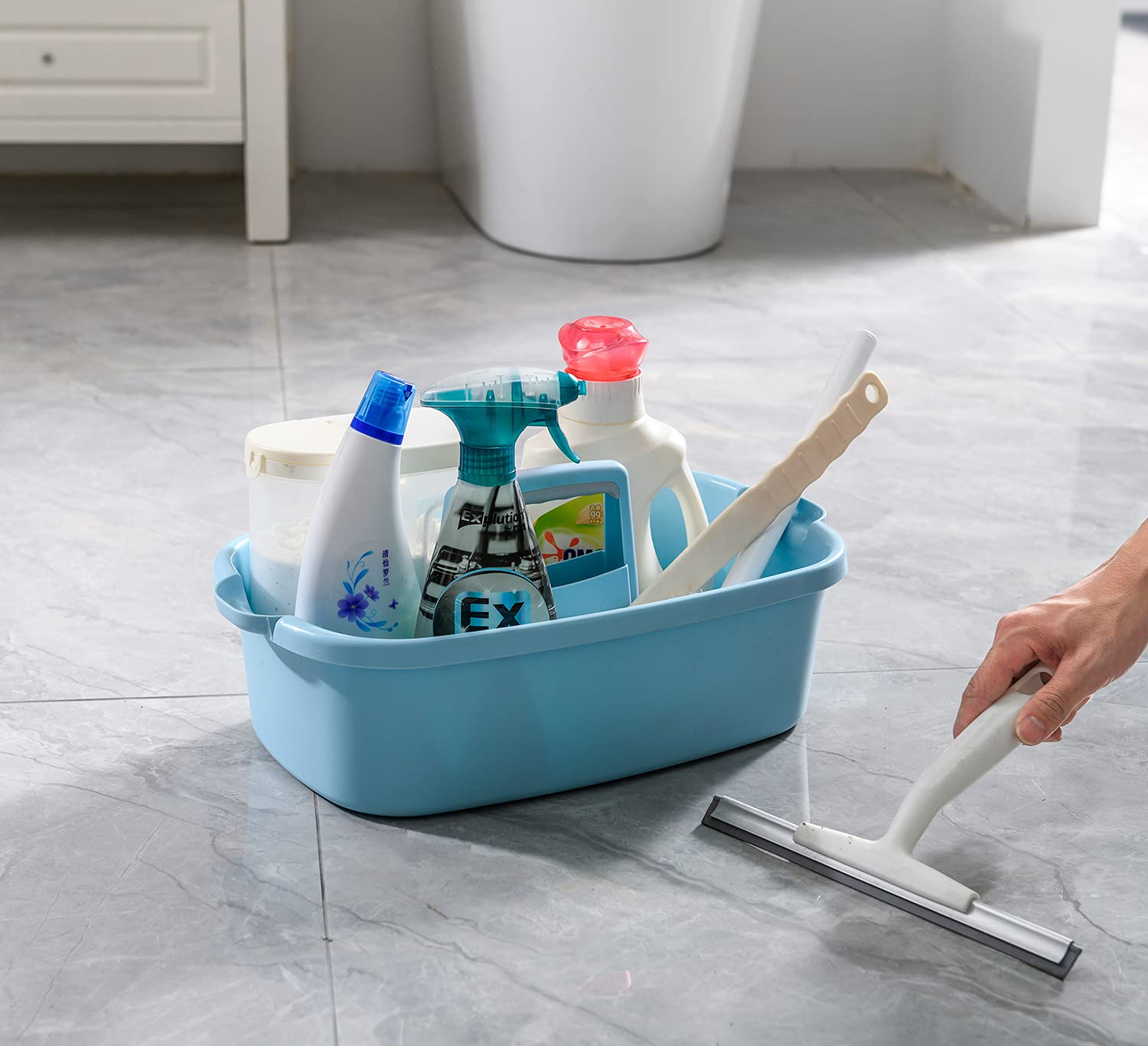 ALINK Large Plastic Shower Caddy Tote, Portable Storage Caddy Basket Organizer with Handle for