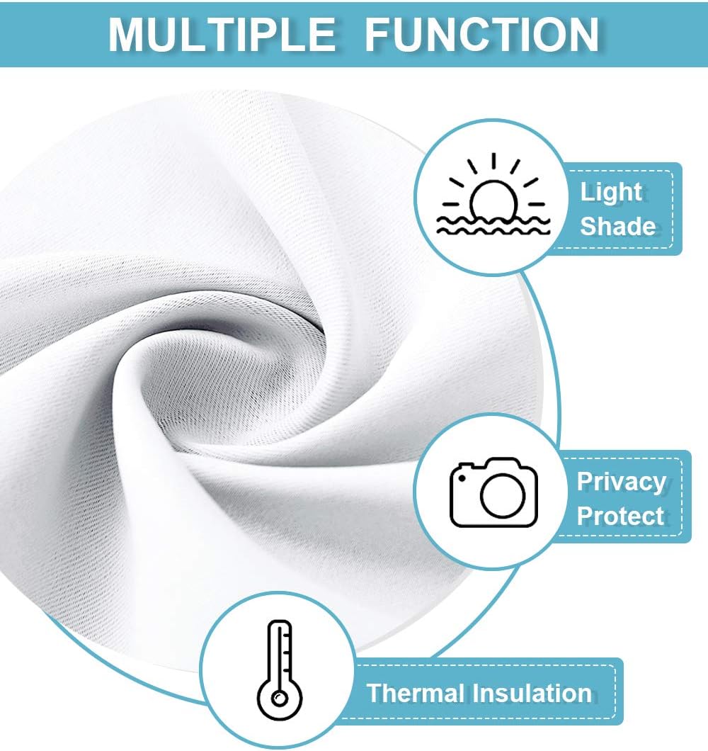 RYB HOME Curtains for Bedroom 63 inches Long, Blackout Thermal Insulating Window Treatment Drapes for Living Room Bathroom Basement Laundry Classroom, W 34 x L 63, Pure White, 2 Panels