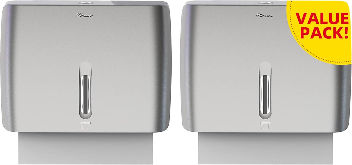 Commercial Paper Towel Dispenser Wall Mount with Key Pack of 2 Plastic 10⅞” Length X 8¼” Height X 3¾” Depth for Restroom