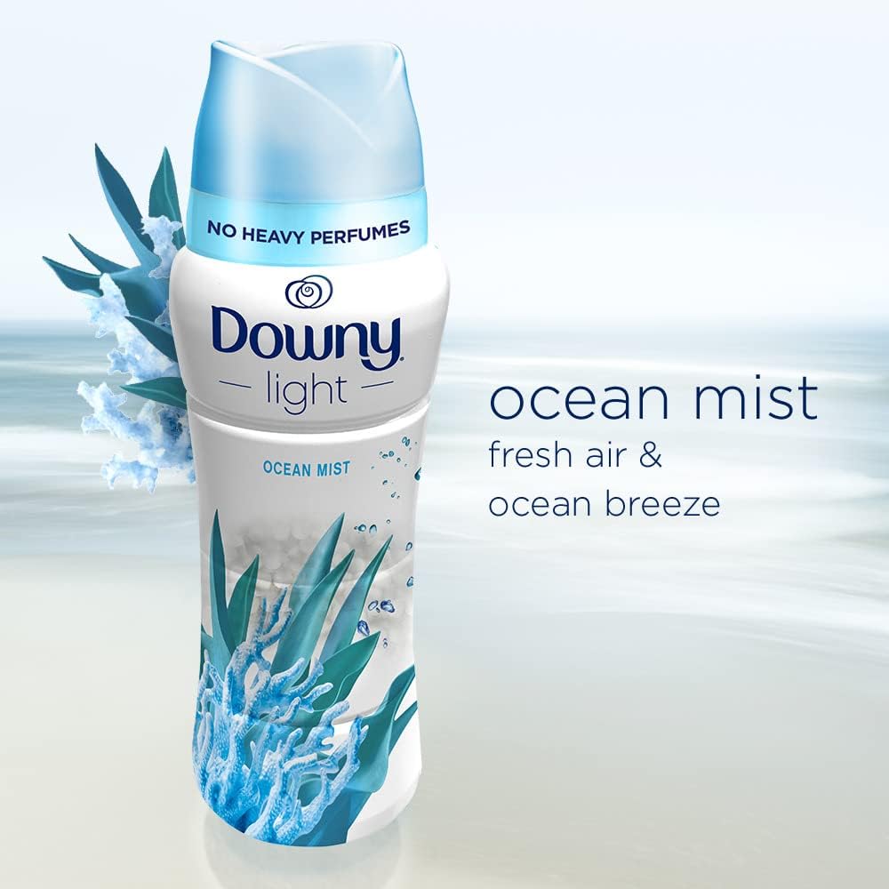 Downy Light Laundry Scent Booster Beads for Washer, Ocean Mist, 13.4 oz, with No Heavy Perfumes