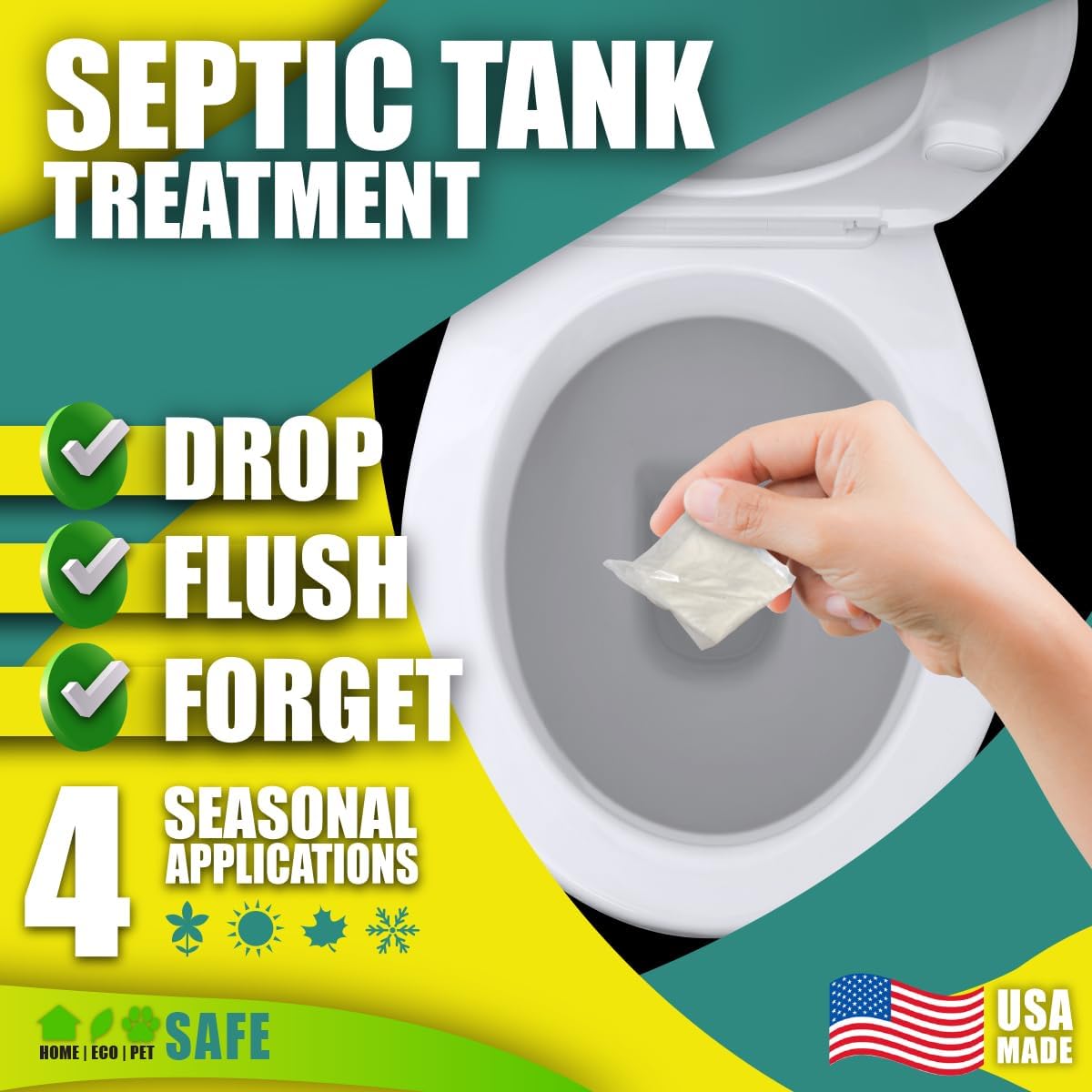 GREEN PIG Septic Tank Treatment - 12 Pods, Septic Safe Clog Remover, Prevents Expensive Septic Tank and Drain Field Failures, 3-Year Supply