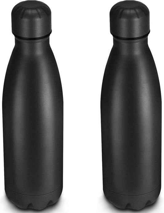 25oz Cola-Bottle Shaped Stainless Steel Leak-proof Water Bottle,Double Wall Vacuum Insulated Metal,Travel Mug For Sports Indoors & Outdoors,BPA-Free School Kids Flasks,Black(2 Pack）