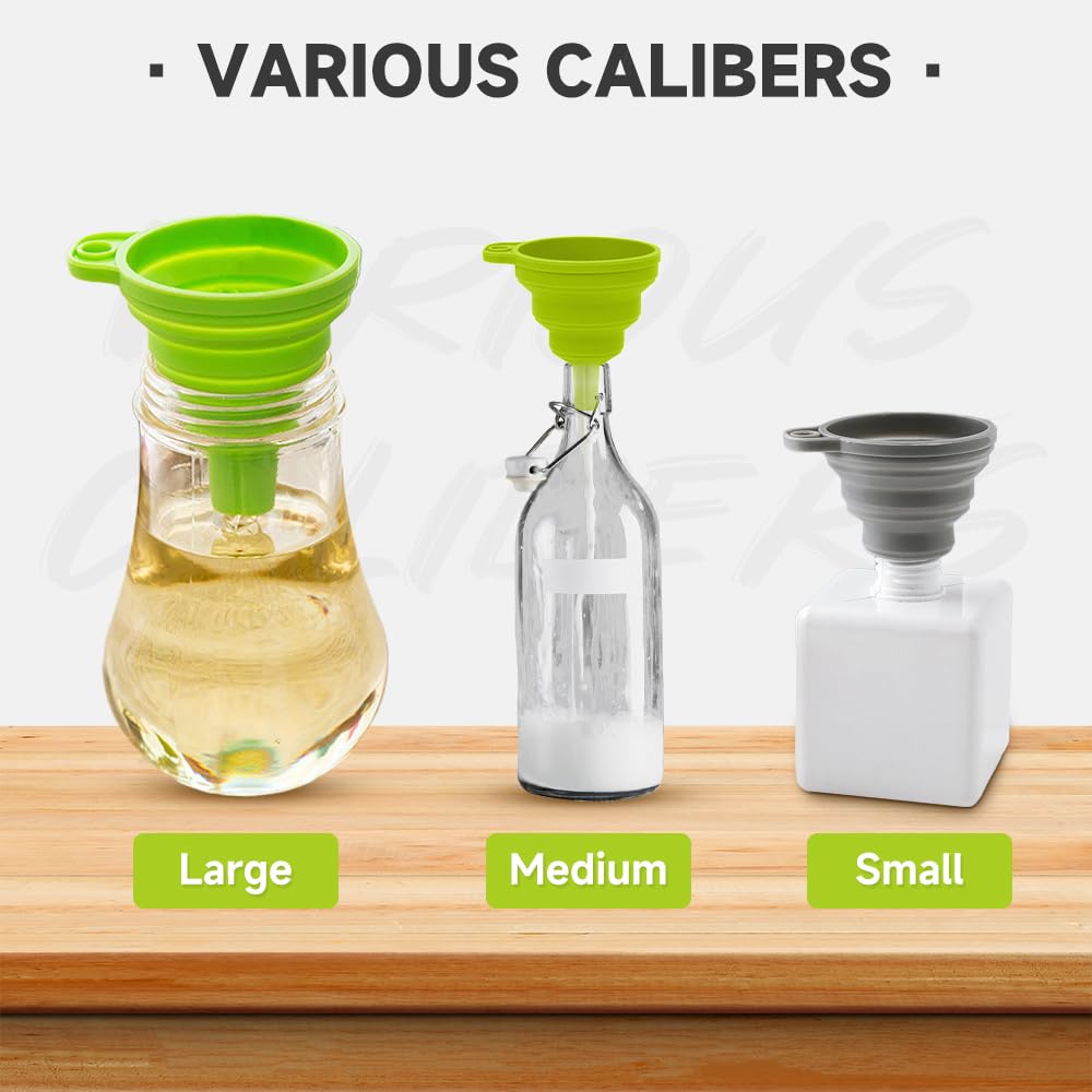 6 PC Kitchen Funnel Set, 2025 New Funnels for Kitchen Use Filling Bottles, Silicone Funnel Collapsible, Kitche Funnels Set of 3, Kitche Funne for Liquid Transfer Filling Bottles (Style A)