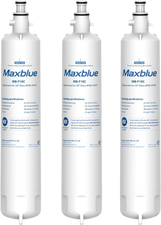 Maxblue Replacement for GE® RPWFE®, RPWF (with CHIP) Refrigerator Water Filter, Compatible with