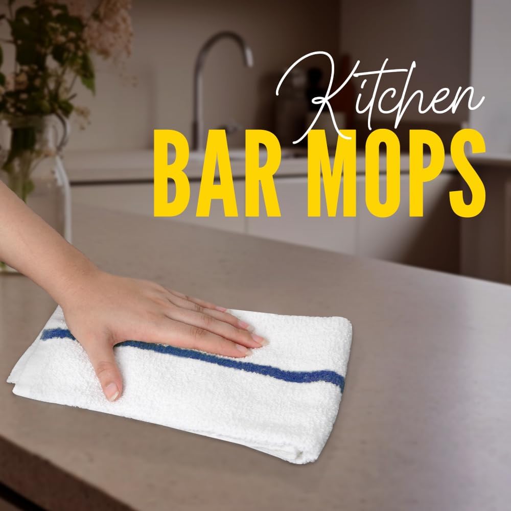 Avalon Towels Terry Bar Mop Towels (Value Pack of 12) Size 16"x19" – Absorbent and Durable, Multipurpose Cleaning Rags, Cotton Cleaning Cloths, Terry Cloth Rags, Reusable Shop Rag