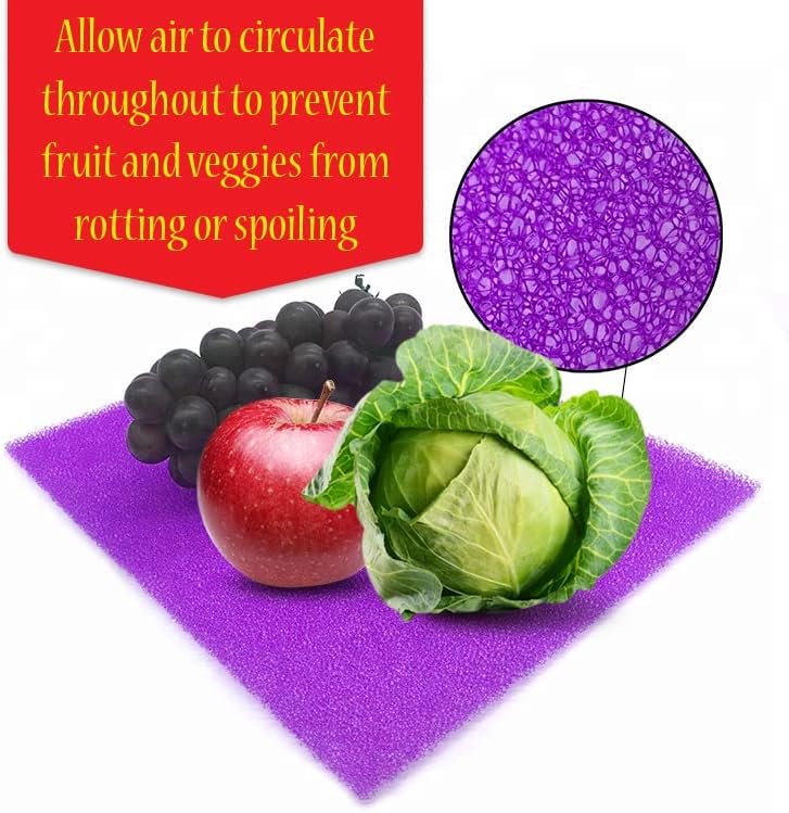Dualplex® Fruit & Veggie Life Extender Liner for Fridge Refrigerator Drawers, 12x15 Inches (4 Pack) – Extends The Life of Your Produce & Prevents Spoilage (Purple)