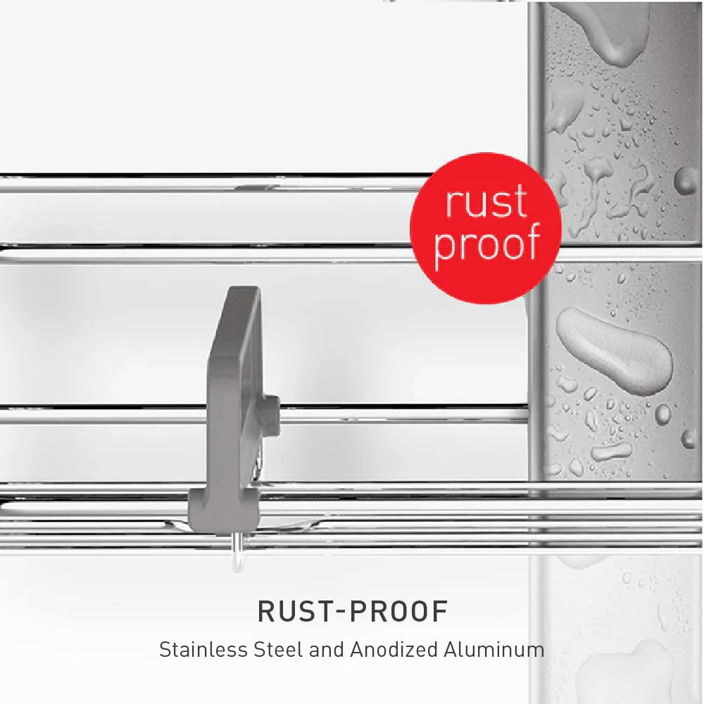 simplehuman Adjustable Shower Caddy, Stainless Steel and Anodized Aluminum