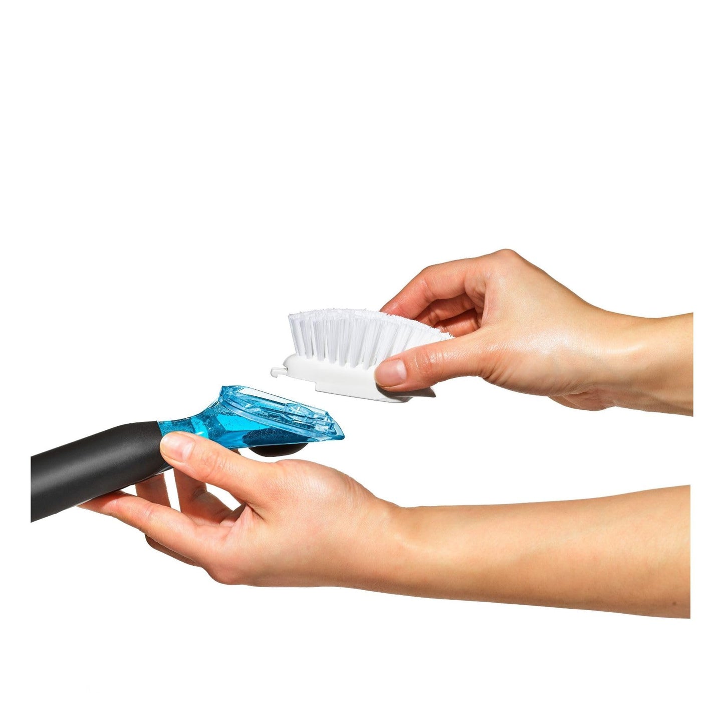 OXO Built-in Soap Dispenser, Non-Slip Handle, Scrub Brush for Dishes, Pots, Pans, Kitchen Brush