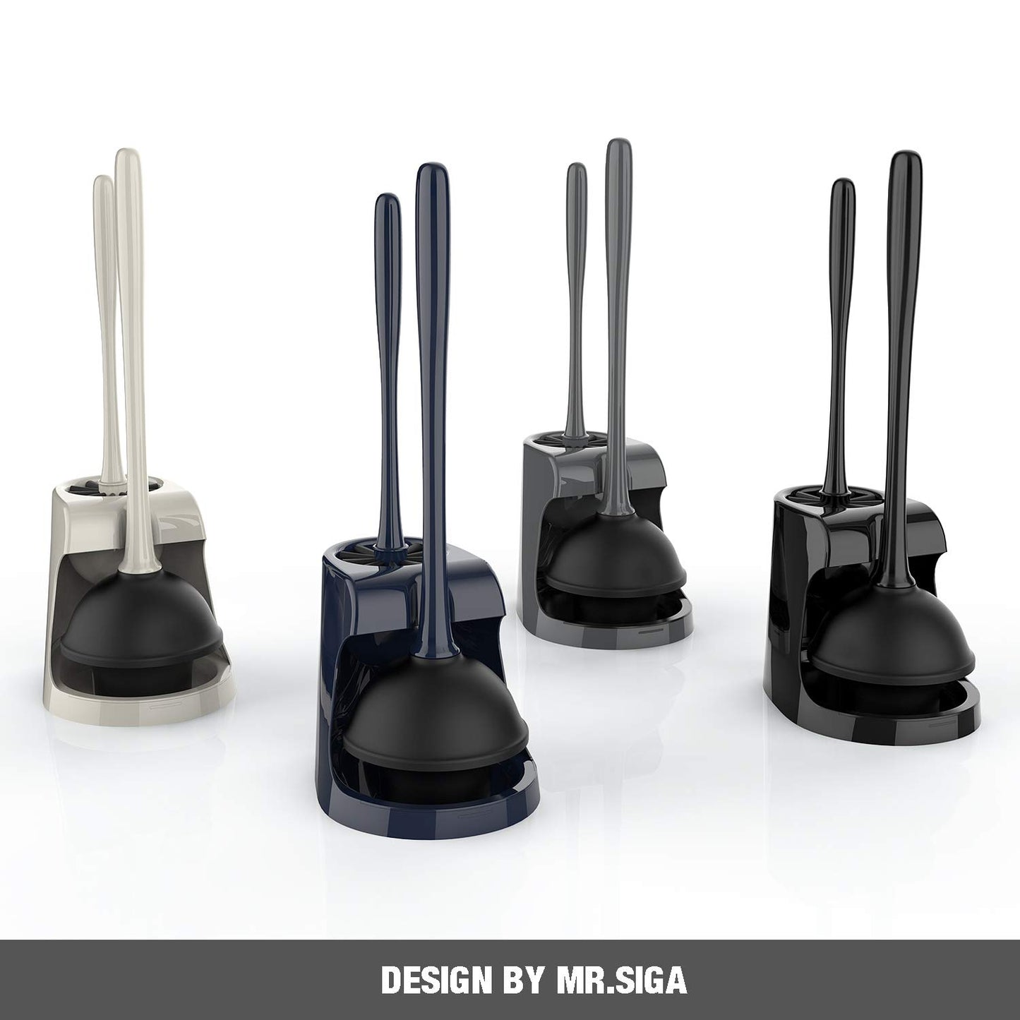MR.SIGA Toilet Plunger and Bowl Brush Combo for Bathroom Cleaning, Black