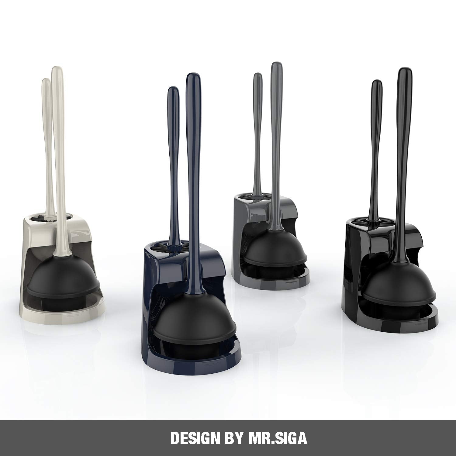 MR.SIGA Toilet Plunger and Bowl Brush Combo for Bathroom Cleaning, Black