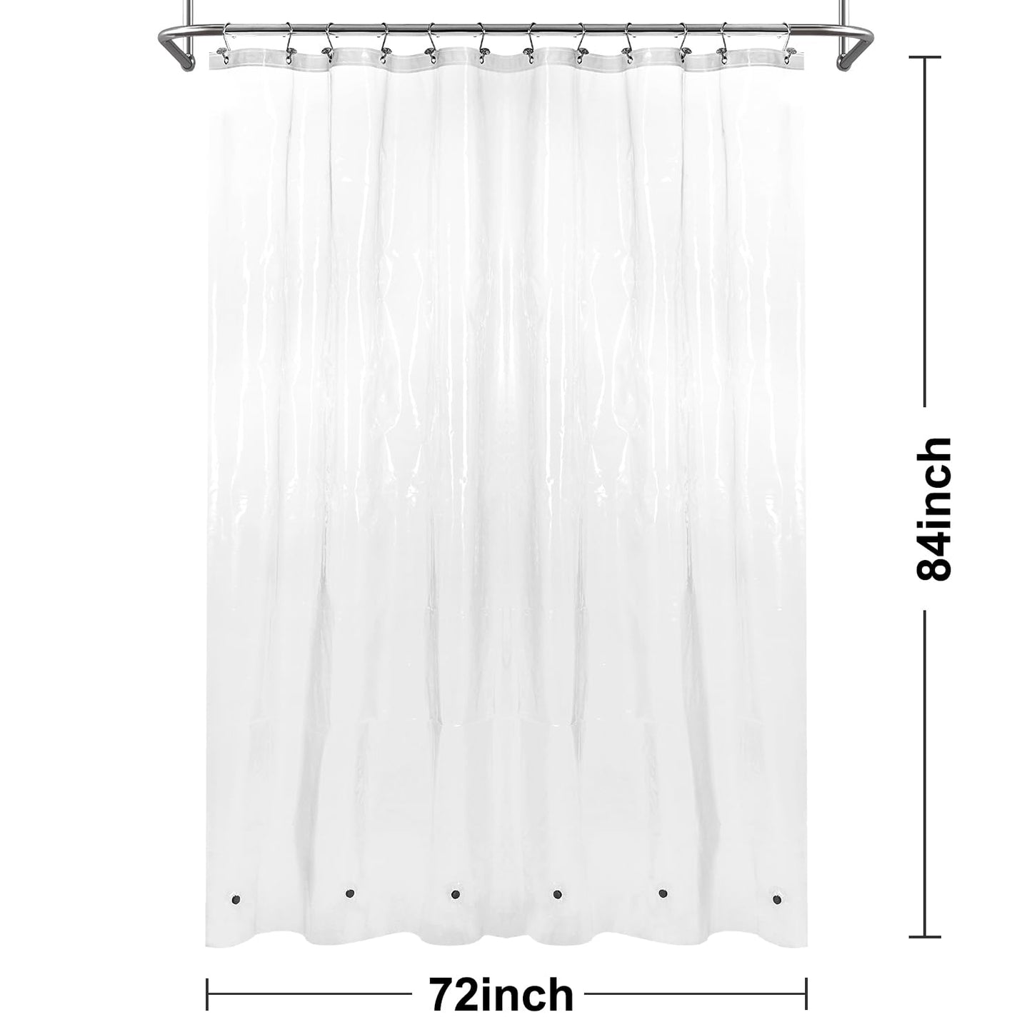Barossa Design Extra Long Shower Curtain or Liner 84 Inch, Clear, 72x84