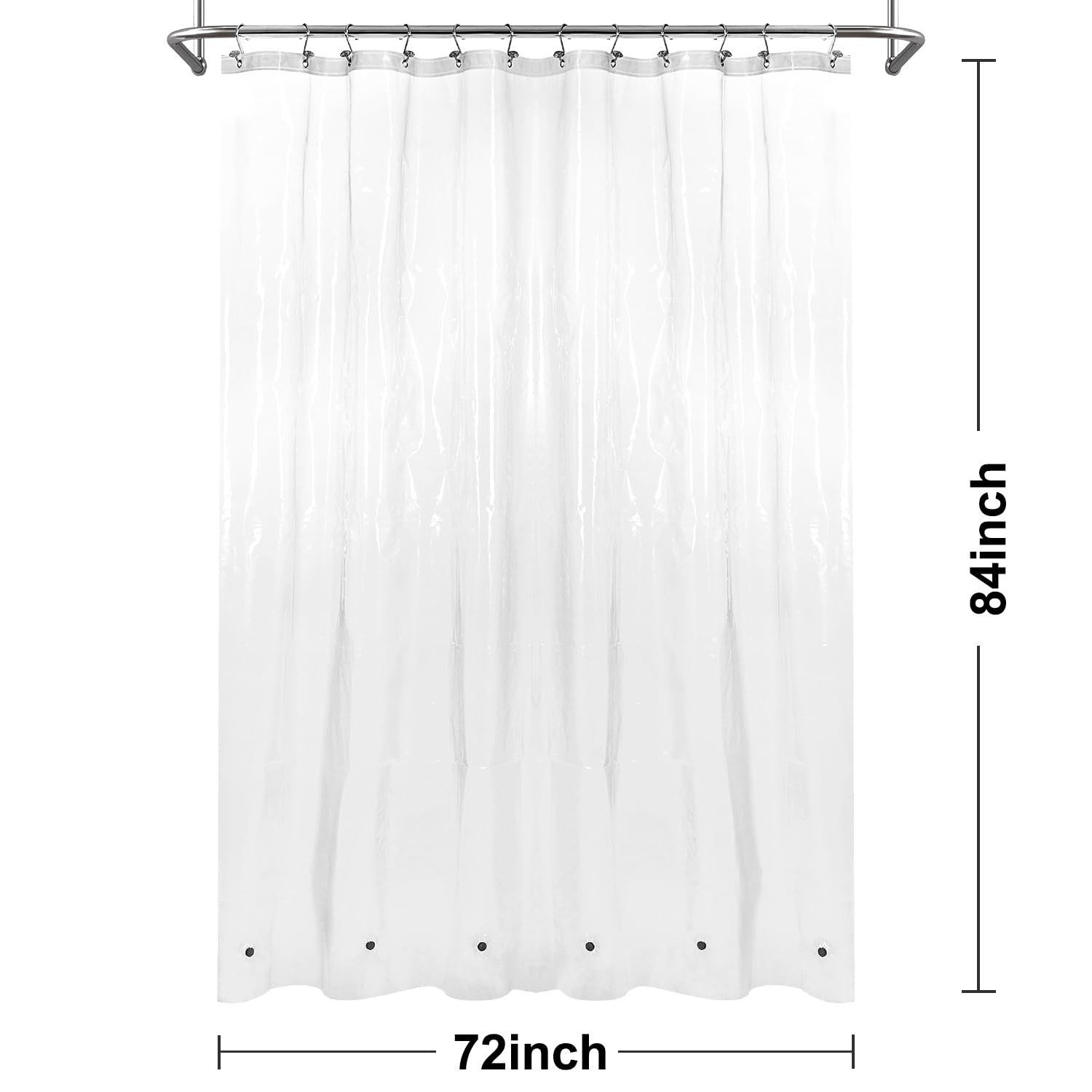 Barossa Design Extra Long Shower Curtain or Liner 84 Inch, Clear, 72x84