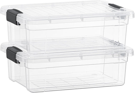 Superio Storage Bins with Lids- 2 Pack, 7.4 Qt Clear Boxes for Organizing, Stackable Plastic Containers- BPA Free, Non-Toxic, Odor Free, Organizer for Home, Office, Dorm