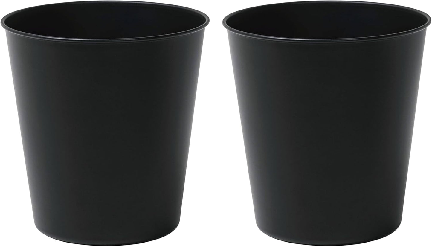 happimess HPM1113A-SET2 Nolan Modern Classic Smooth Steel 2 Gal Waste Bin for Kitchen, Office, Bathroom, Bedroom, Dorm, Matte Black (Set of 2)