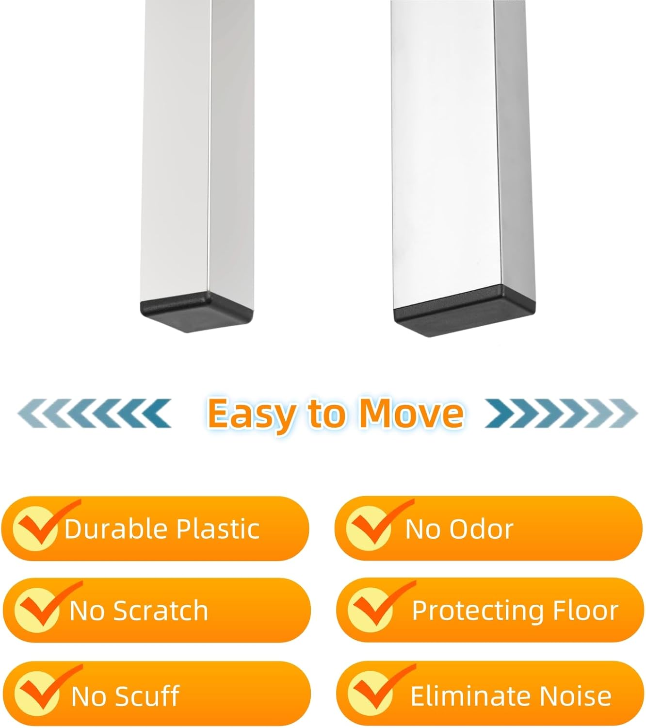 Furnigear Plastic Plugs Tubing End Cap Chair End Caps Outside Bottom Tubing Caps Square Furniture Sliders Glides Black (40, Fit 0.72-0.81" Square Tube Inner Size)