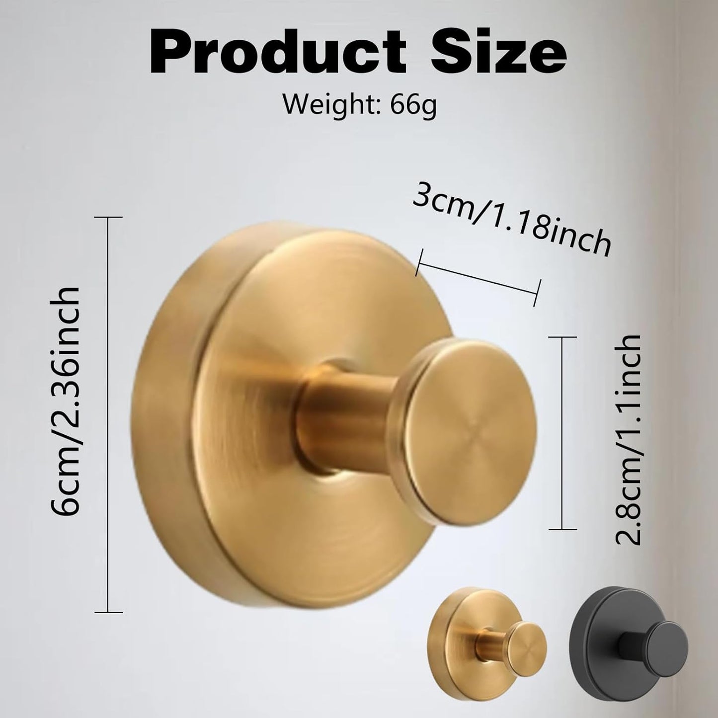 Suction Cup Hooks for Wreaths on Glass, No-Drill Suction Cup Hooks, Wreath Hangers for Front Doors, Metal Towel Hooks for Showers Bathrooms Mirrors (2Pcs Gold)