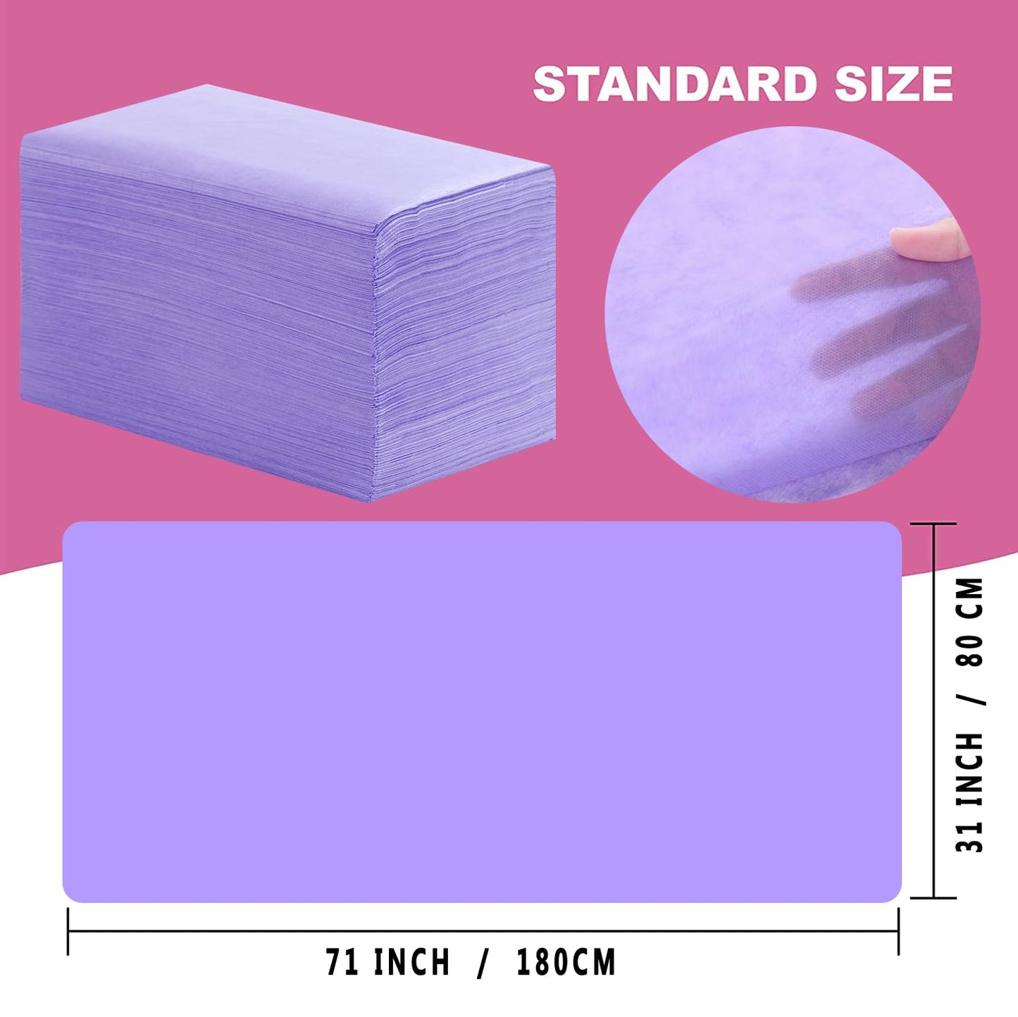Disposable Bed Sheets 100 Pcs 31" x 71" Massage Table Sheets Non Woven Fabric SPA Bed Cover Breathable for Massage Beauty Tattoos(Purple)