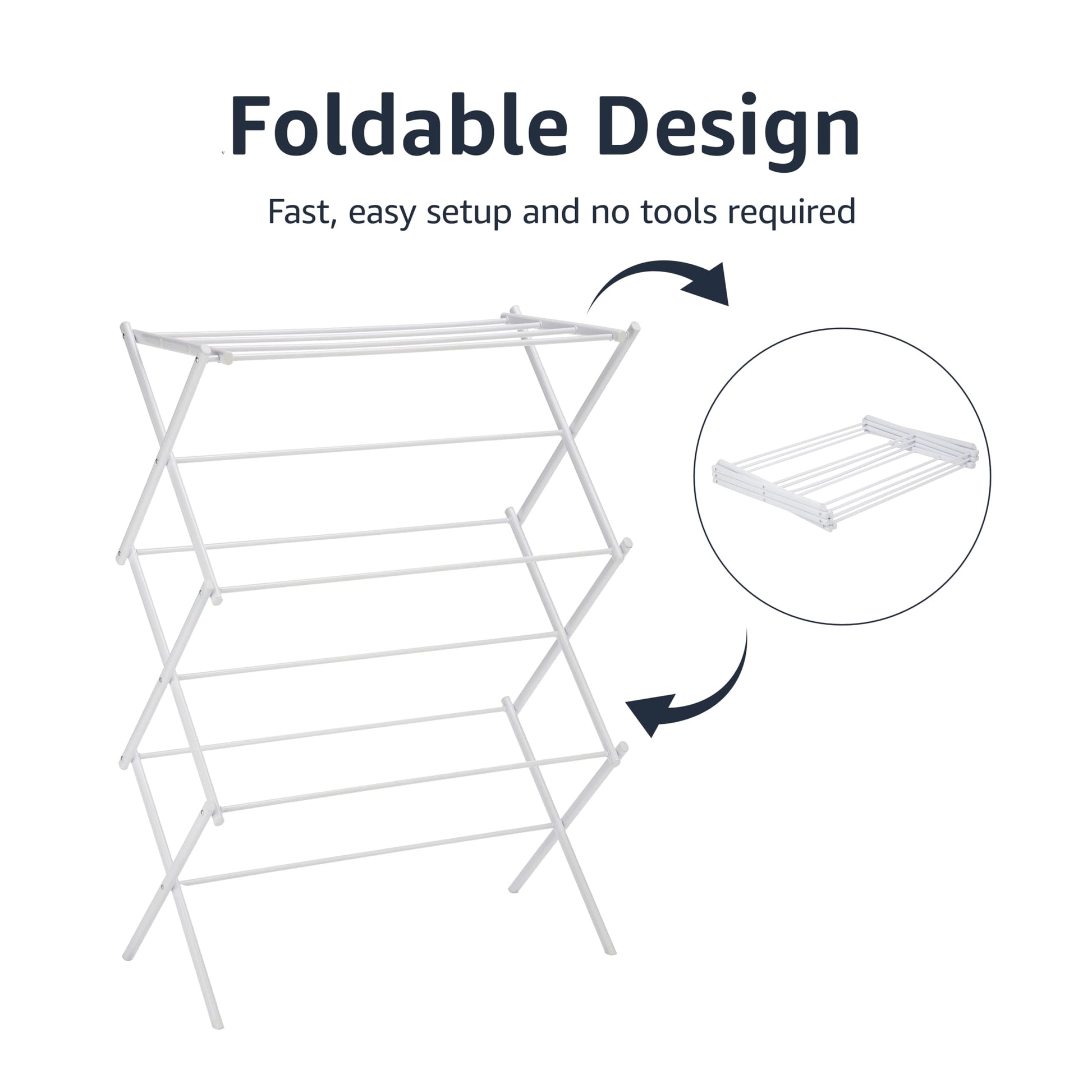 Amazon Basics Foldable Portable Clothes Drying Rack for Indoor Air Drying, Collapsible Design