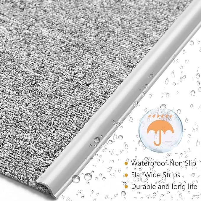 Self Adhesive Carpet Transition Strip with Edge Trim, Designed for Seamless Transitions from Carpet to Tile or Vinyl Floors, Perfect for Doorways.(Gray,3 Feet)
