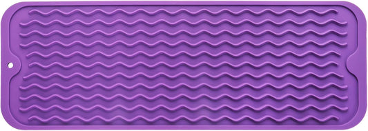 Silicone Dish Drying Mat for Multiple Usage,Easy clean,Eco-friendly,Heat-resistant Silicone Mat for Kitchen Counter,Sink,Bar,Bottle,or Cup Purple M 17 inches x 6 inches
