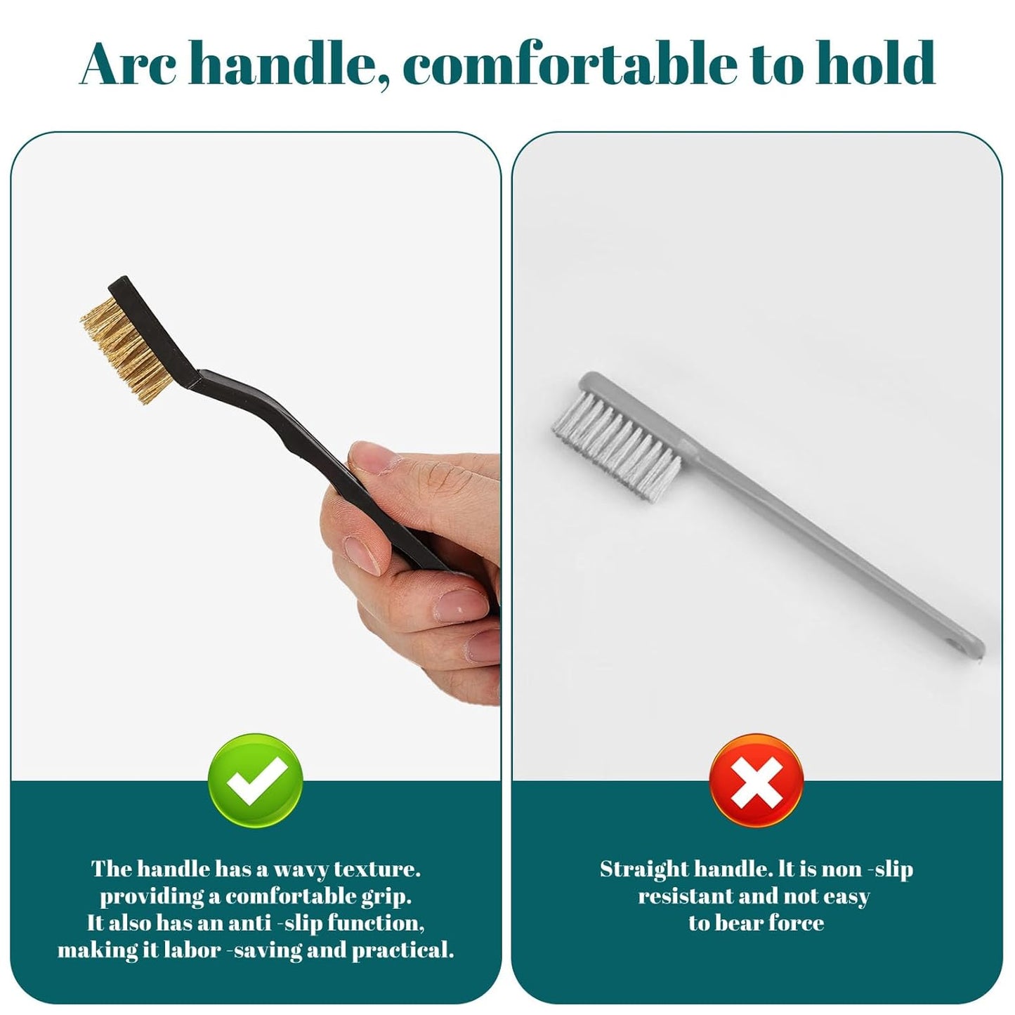 80 Pcs Mini Wire Brush Brass Brush Set, Curved Handle Masonry Brush Wire Brush for Cleaning Welding Slag and Rust