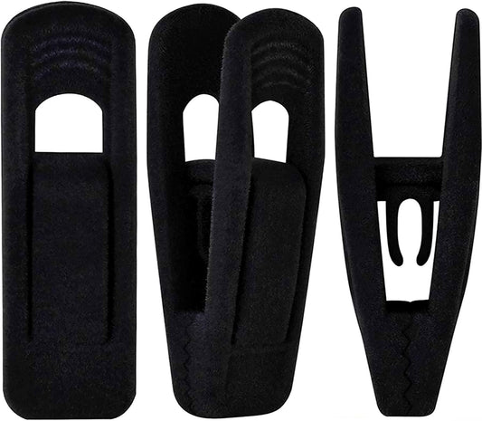 Black Velvet Hangers Clips 50 PCS, Non-Slip Velvet Clips for Suit Pant Skirt Hanger, Strong Finger