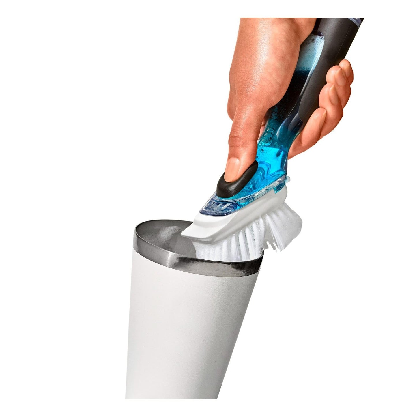 OXO Built-in Soap Dispenser, Non-Slip Handle, Scrub Brush for Dishes, Pots, Pans, Kitchen Brush