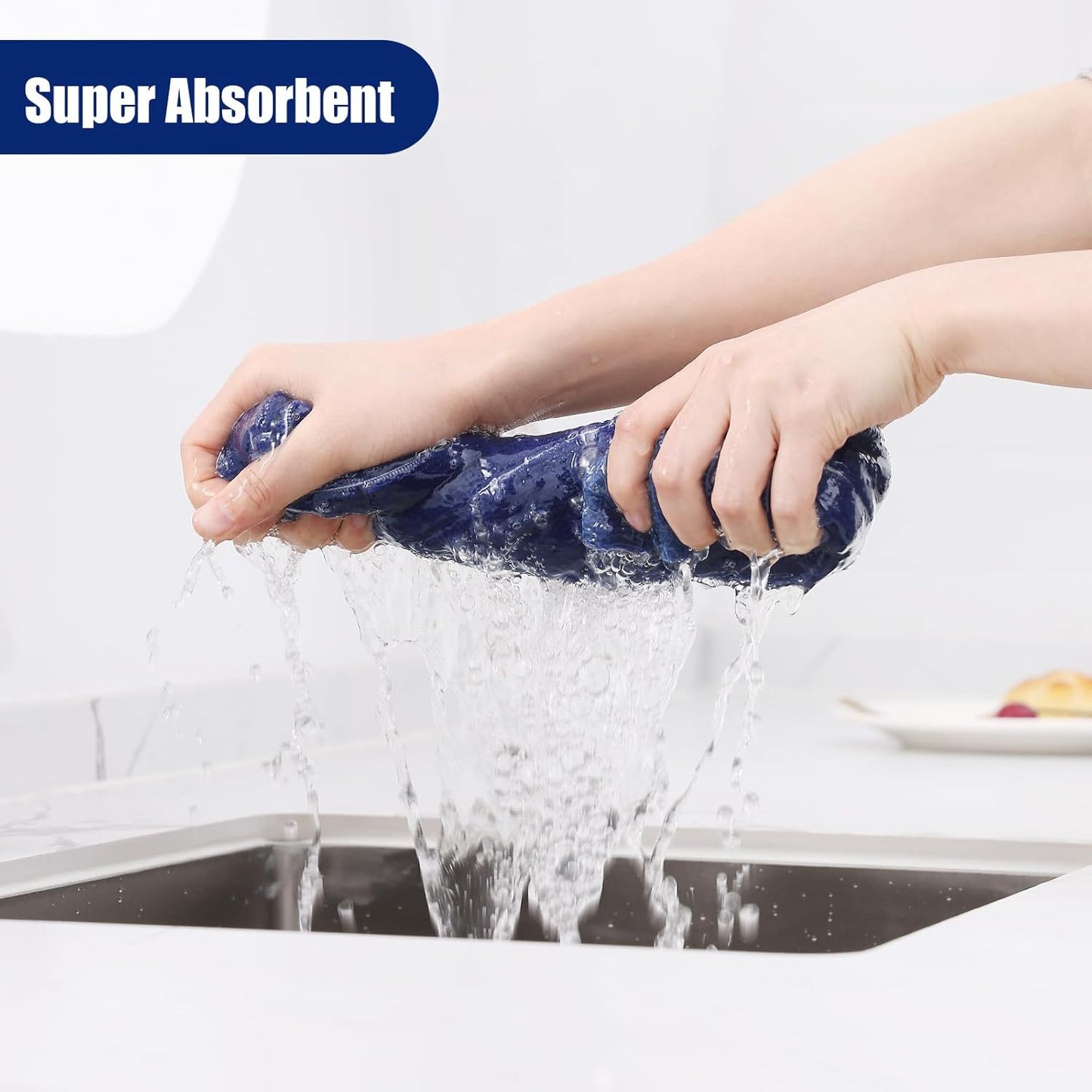 Homaxy Microfiber Kitchen Towels and Dishcloths Set, 16 Pack Soft and Absorbent Dish Hand Towels Bulk, 28 x 16 Inch & 12 x 12 Inch Quick Drying Rags for Washing Dishes, Grey